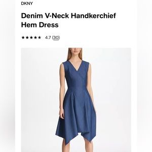 DKNY Denim V-Neck Handkerchief Hem Dress. Size 10 in excellent condition